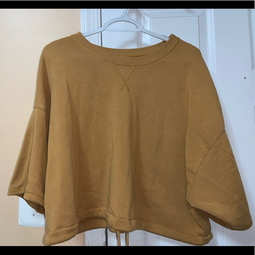 short sleeve drawstring sweater